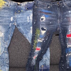 2 Stylish Blue Distressed Jeans